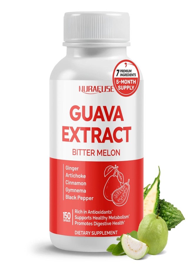 NURAFUSE Guava Extract & Bitter Melon – Rich in Antioxidants, Supports Healthy Metabolism & Digestive Health – with Ginger, Artichoke, Cinnamon, Gymnema & Black Pepper – 150 Capsules - Image 1